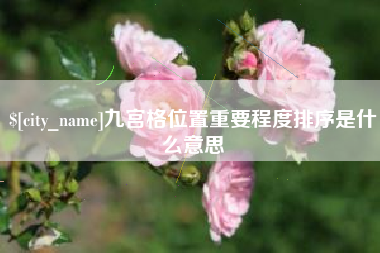 珠海九宫格位置重要程度排序是什么意思