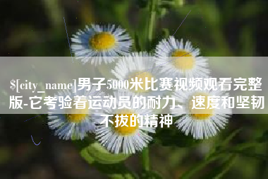 珠海男子5000米比赛视频观看完整版-它考验着运动员的耐力、速度和坚韧不拔的精神